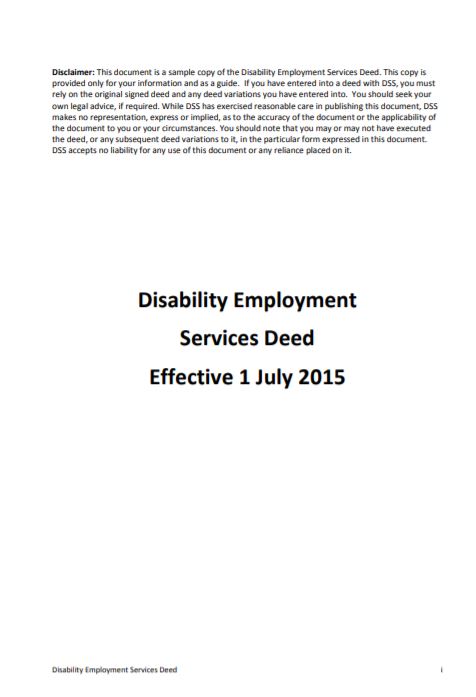 1. 2016년 장애인자립지원 해외선진사례 조사 출장 결과보고서_Disability Employment Services Deed이미지